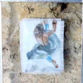 DANSEUR 5 - aquarelle sur coton par Nicole Besnainou (13X15 cm)